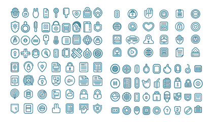 Authentication 50 icon .With Concepts like Containing profile,password,login,username,avatar, connect,Cyber,ITsecurity,technology,cybersecurity, configuration,monitoring system.Simple line vector. 