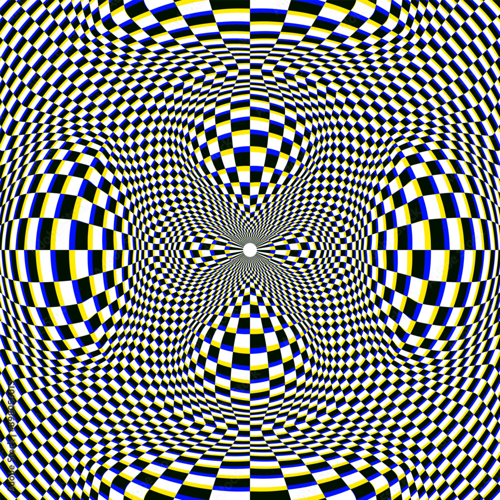 Aufkleber eye-catching symmetric distorted pattern. psychedelic background design.