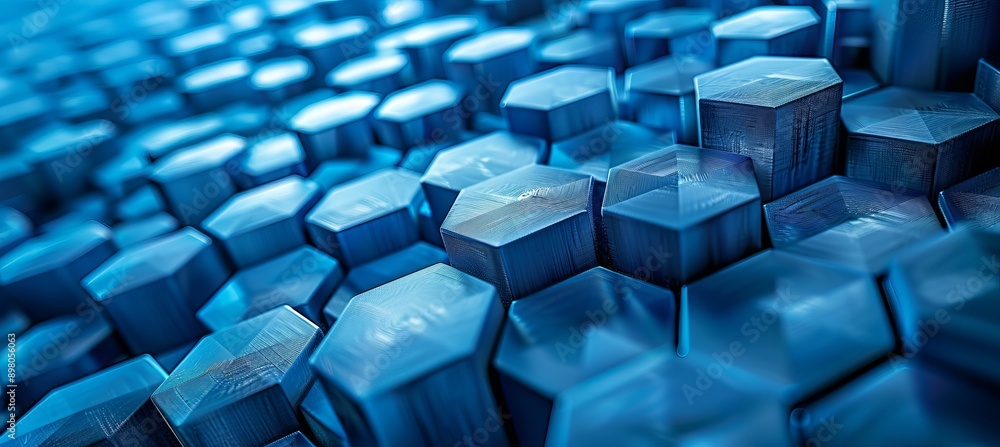 Poster 3D Hexagon pattern texture background. Modern futuristic technology wallpaper. Generative AI technology.