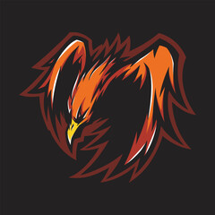 e sport logo fire phoenix ready to attack