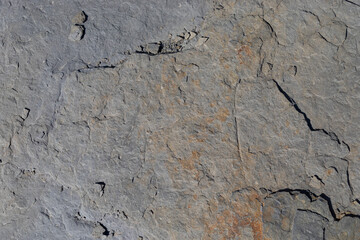 Sea-worn stone texture on a wild coastal beach.
