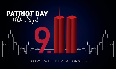 Fototapeta premium 9-11 USA Patriot Day Background, September 11. 