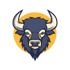 Naklejka premium Cartoon Style Buffalo Logo Illustration No Background Applicable to any Context Perfect for Print on Demand T Shirt Design