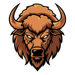 Obraz premium Cartoon Style Buffalo Logo Illustration No Background Applicable to any Context Perfect for Print on Demand T Shirt Design