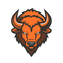 Fototapeta premium Cartoon Style Buffalo Logo Illustration No Background Applicable to any Context Perfect for Print on Demand T Shirt Design