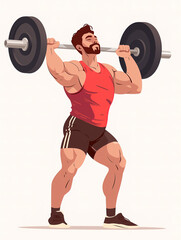 A strong man is lifting a barbell.