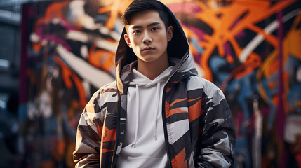 Fototapeta premium person with graffiti wall