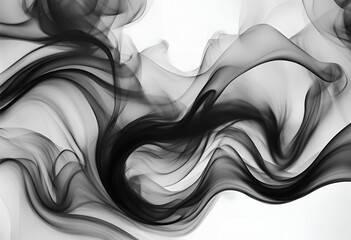 Abstract black and gray smoke, soft cloudy texture on white background, perfect for digital art, design, and creative projects.