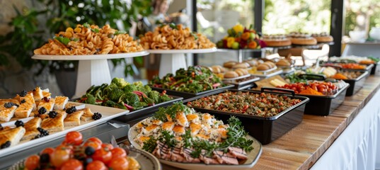 Food catering buffet. Culinary food cook cuisine business. Generative AI technology.