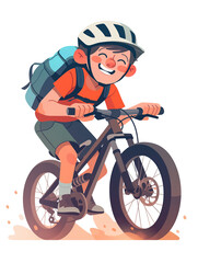 Fototapeta premium A boy is riding a bicycle. 