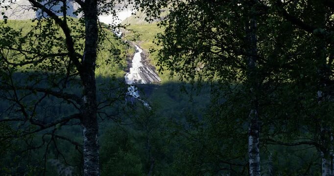 Summer in Norway. Beautiful valley Innerdalen, lake Innerdalsvatna and mountain Innerdalst&aring;rnet.