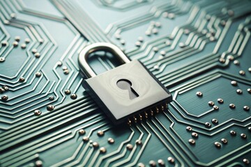 Close-Up of Lock Symbol on Circuit Board