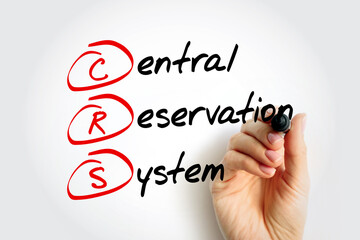 CRS - Central Reservation System is a technology that lies at the heart of a hotel's functions, acronym technology concept background