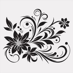 floral Art silhouette vector on a white background