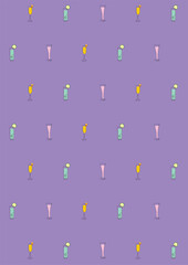 シンプルな線で描いたお酒のイラストの背景