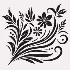 floral Art silhouette vector on a white background