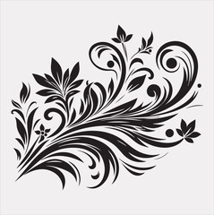 floral Art silhouette vector on a white background