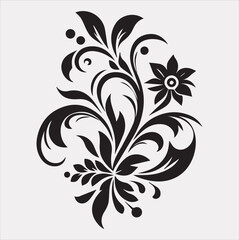 floral Art silhouette vector on a white background