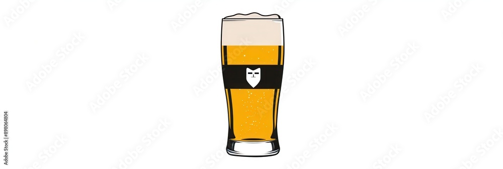 Poster a simple, black and white beer logo is centered on a white background. generative ai