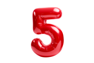 inflatable ball figured red number on a transparent background