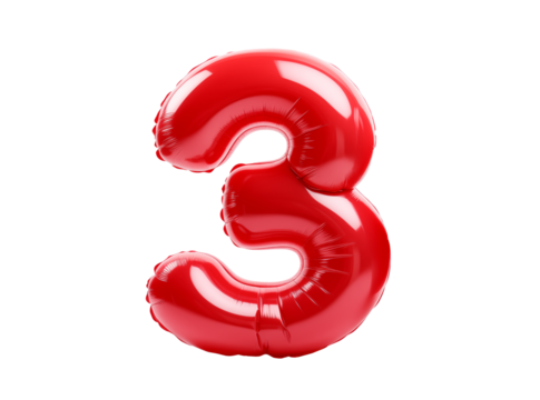 inflatable ball figured red number on a transparent background