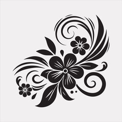 floral Art silhouette vector on a white background