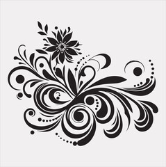 floral Art silhouette vector on a white background