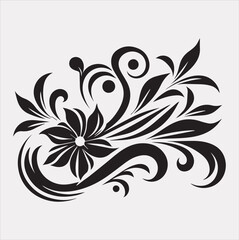 floral Art silhouette vector on a white background