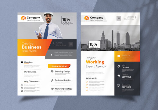 Corporate Flyers Template With Orange Accents