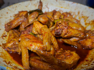 Chicken wings dish cooked with grilled chicken spices, homemade recipe