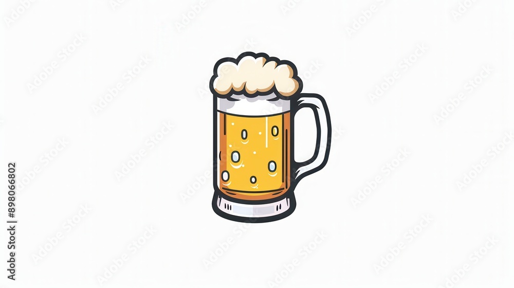 Poster A simple beer logo design features a mug of beer with a head of foam on a white background. Generative AI