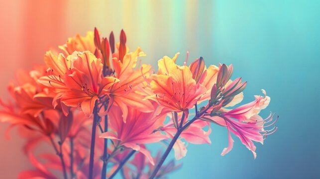 Bright Floral Arrangement - Colorful Flowers with Gradient Background
