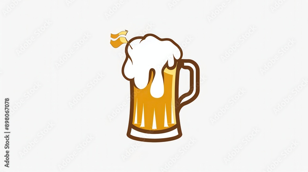 Poster a simple beer logo with a mug of beer and a frothy head, set against a plain white background. gener