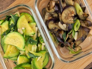 한국음식 애호박 볶음과 가지볶음, 요리 