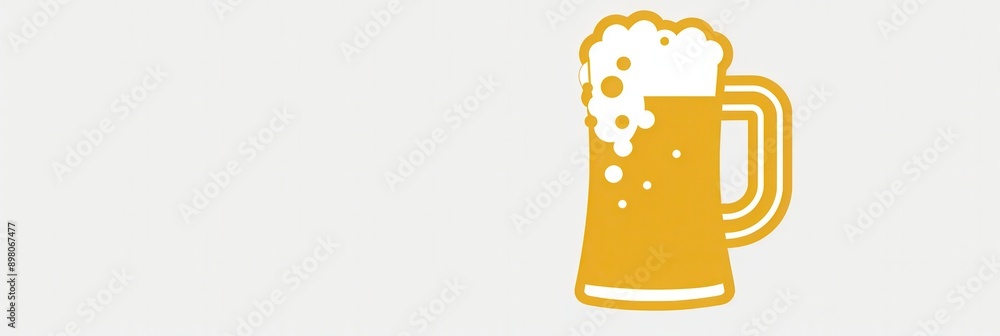 Poster a simple yellow beer mug logo is displayed on a white background. generative ai