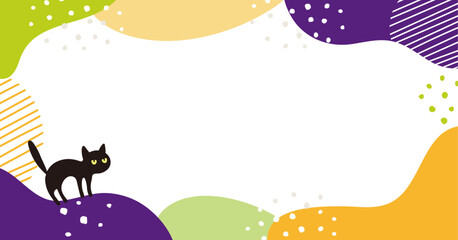 ポップでかわいい黒猫のフレーム