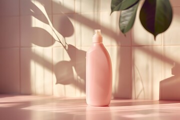 Soft and Gentle Shampoo Bottle Design with Minimal Shadows and Nature Inspired Accents