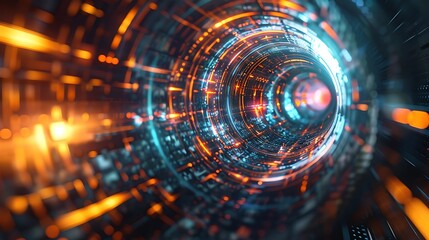 Fototapeta premium Abstract technology vortex with glowing edges 