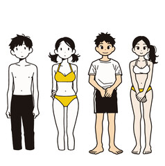 水着姿の男女のシンプルイラスト