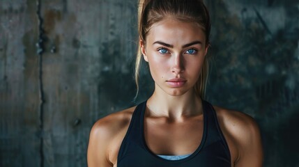 Fototapeta premium Dynamic Portrait of a Young Female Fitness Trainer