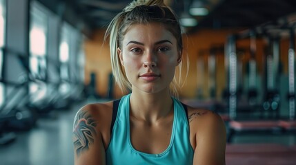 Fototapeta premium Dynamic Portrait of a Young Female Fitness Trainer