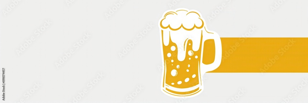Poster a simple beer logo in yellow is isolated on a white background. a yellow stripe is located underneat