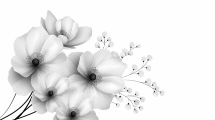 Obraz premium Delicate single flower designs tailored for black and white coloring, emphasizing crisp lines and clean outlines that enhance their simplicity and ease of coloring. Perfect for therapeutic coloring