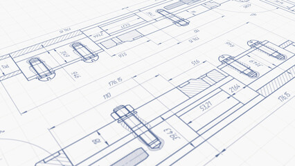 Engineering industrial background. Technical drawing .Technology banner. illustration .