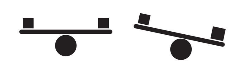 balance swing icon, playground seesaw vector icon set. Weightiness scales isolated on white background.