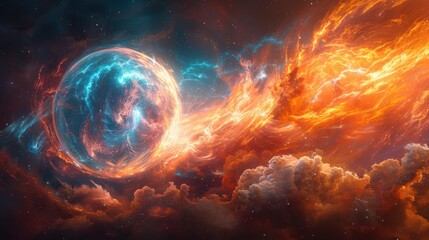Fototapeta premium A Cosmic Dance of Fire and Ice