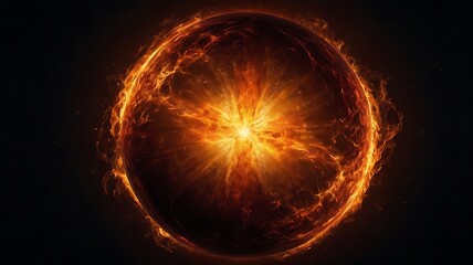 Obraz premium Orb of fire in the endless black space full of wonders looks like an star or planet solar and astronomical graphic design