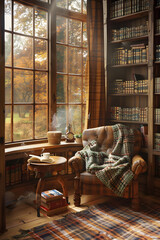 Inviting Reading Room Radiating a Warm and Intellectual Ambiance Perfect for Deep Reading