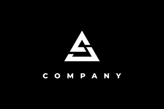 letter a s j pyramid monogram logo