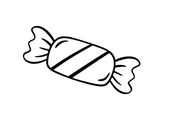 Cute Candy in Black Line Icon Clipart Sweet Snack Cartoon Vector Illustration